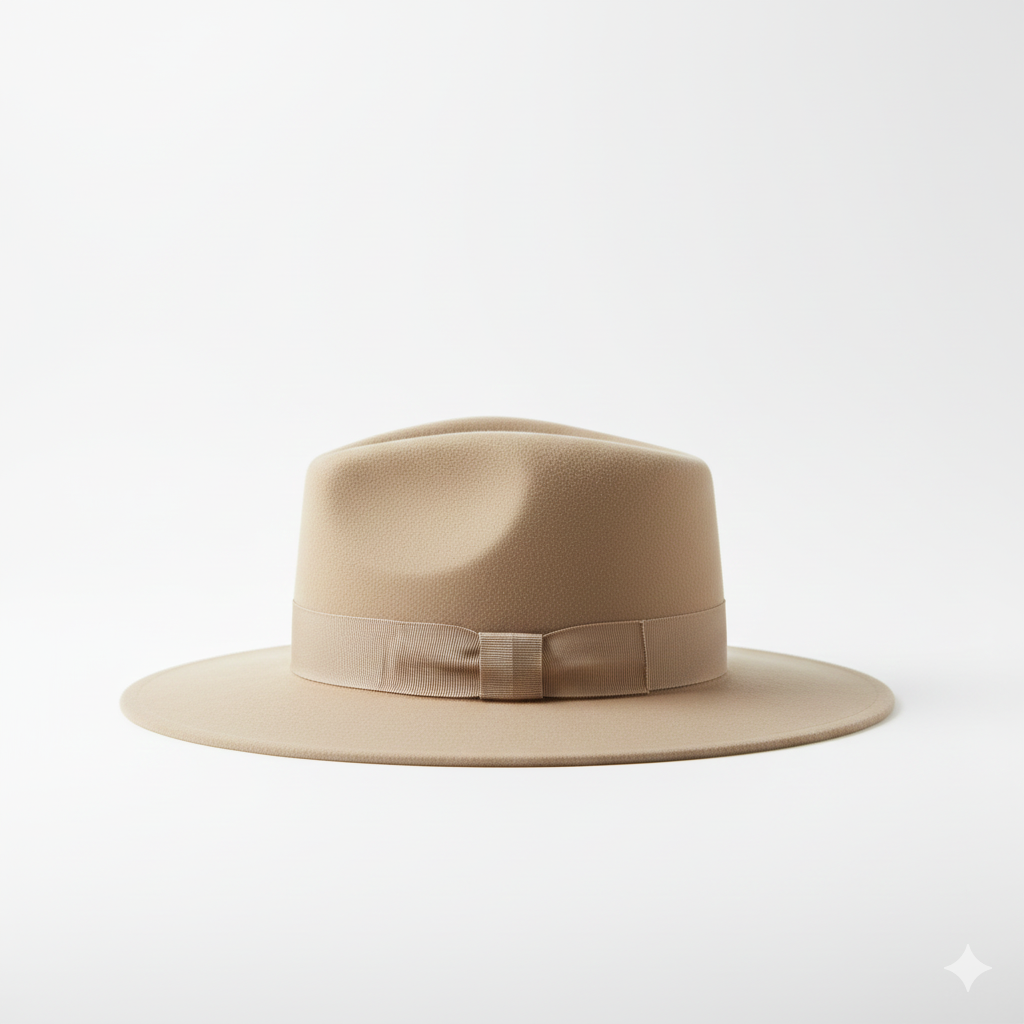 Beige Wide-Brim Fedora